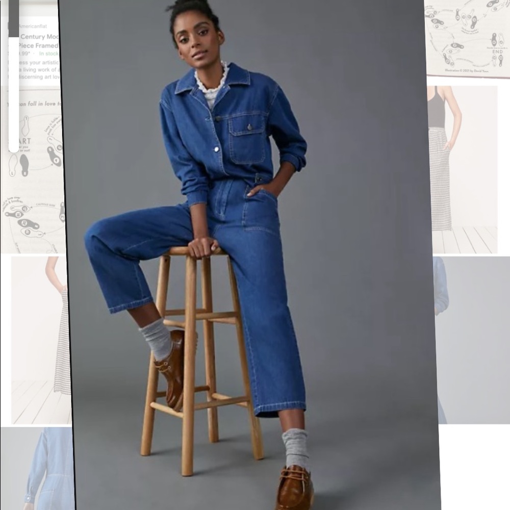 Anthropologie Aya Denim jumpsuit boilersuit onesie utility xs